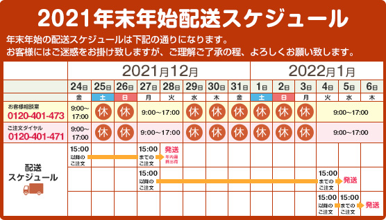 年末年始配送スケジュール